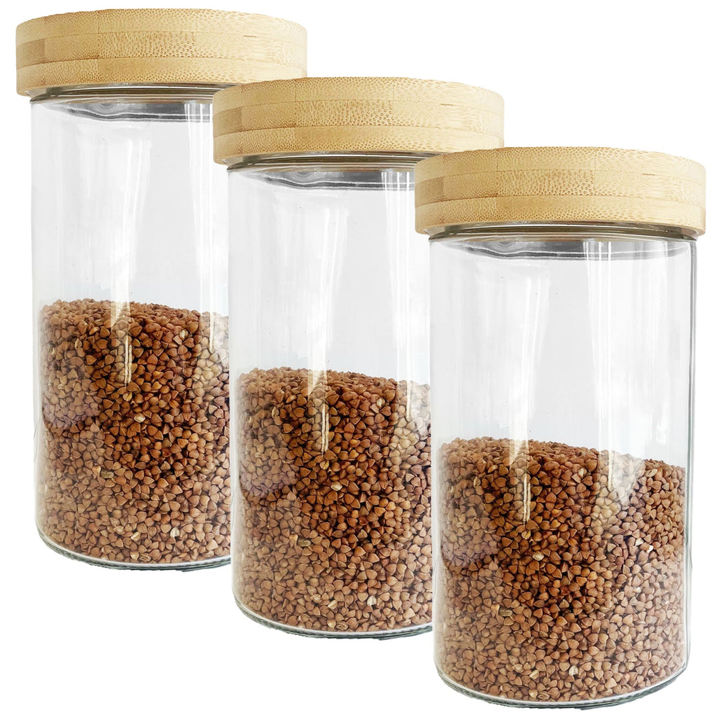 JS Gourmet - Set of 3 Glass Containers with Airtight Lid, 1700ml Capacity - - Mounts For Less