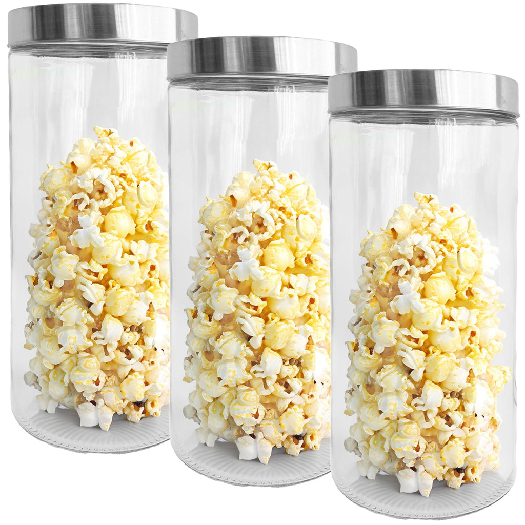 JS Gourmet - Set of 3 Glass Containers with Airtight Lid, 2100ml Capacity - - Mounts For Less