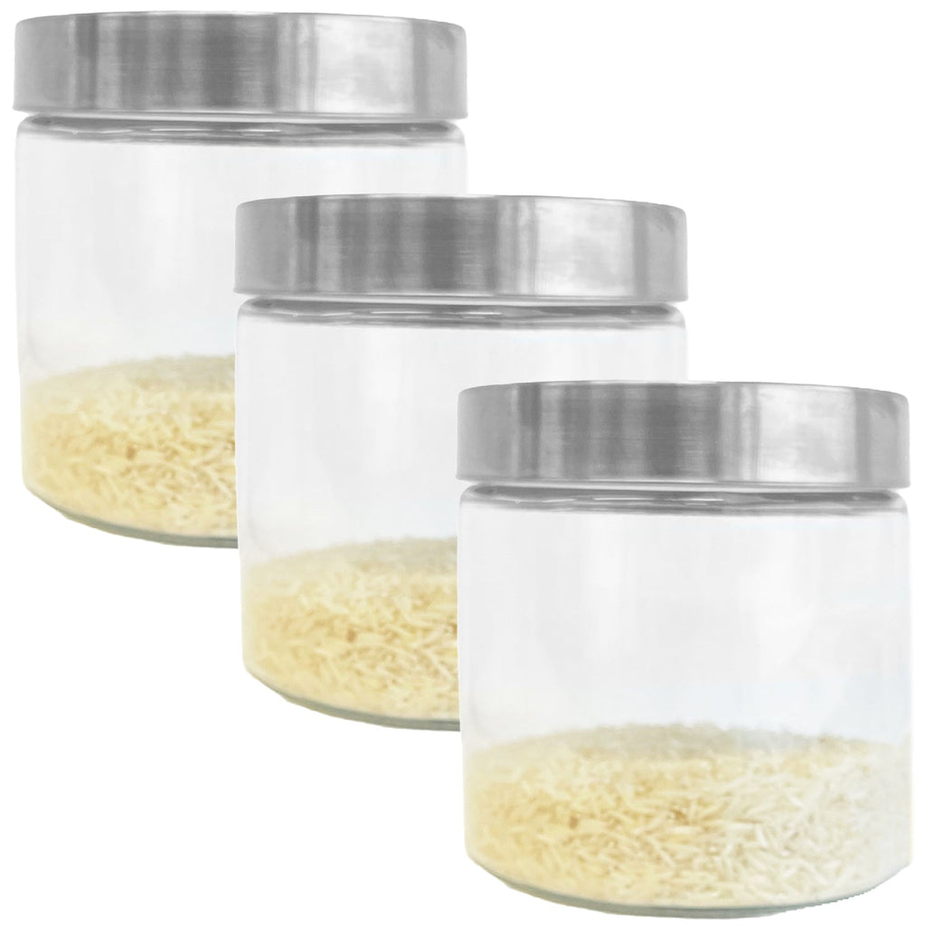 JS Gourmet - Set of 3 Glass Containers with Airtight Lid, 900ml Capacity - - Mounts For Less
