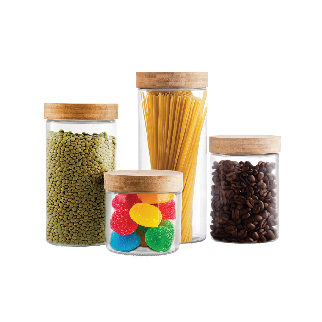 JS Gourmet - Set of 4 Glass Containers with Airtight Lid, Various Sizes - - Mounts For Less