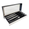JS Gourmet - Set of 4 Laguiole Steak Knives, Stainless Steel Blade, Black Handles - - Mounts For Less