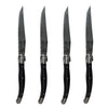 JS Gourmet - Set of 4 Laguiole Steak Knives, Stainless Steel Blade, Black Handles - - Mounts For Less