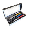 JS Gourmet - Set of 4 Laguiole Steak Knives, Stainless Steel Blade, Multicolored Handles - - Mounts For Less