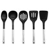 JS Gourmet - Set of 5 Kitchen Utensils in Nylon and Stainless Steel, Heat Resistant - - Mounts For Less