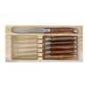 JS Gourmet - Set of 6 Laguiole Steak Knives, Stainless Steel Blade, Wooden Handles - - Mounts For Less