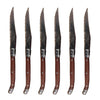 JS Gourmet - Set of 6 Laguiole Steak Knives, Stainless Steel Blade, Wooden Handles - - Mounts For Less