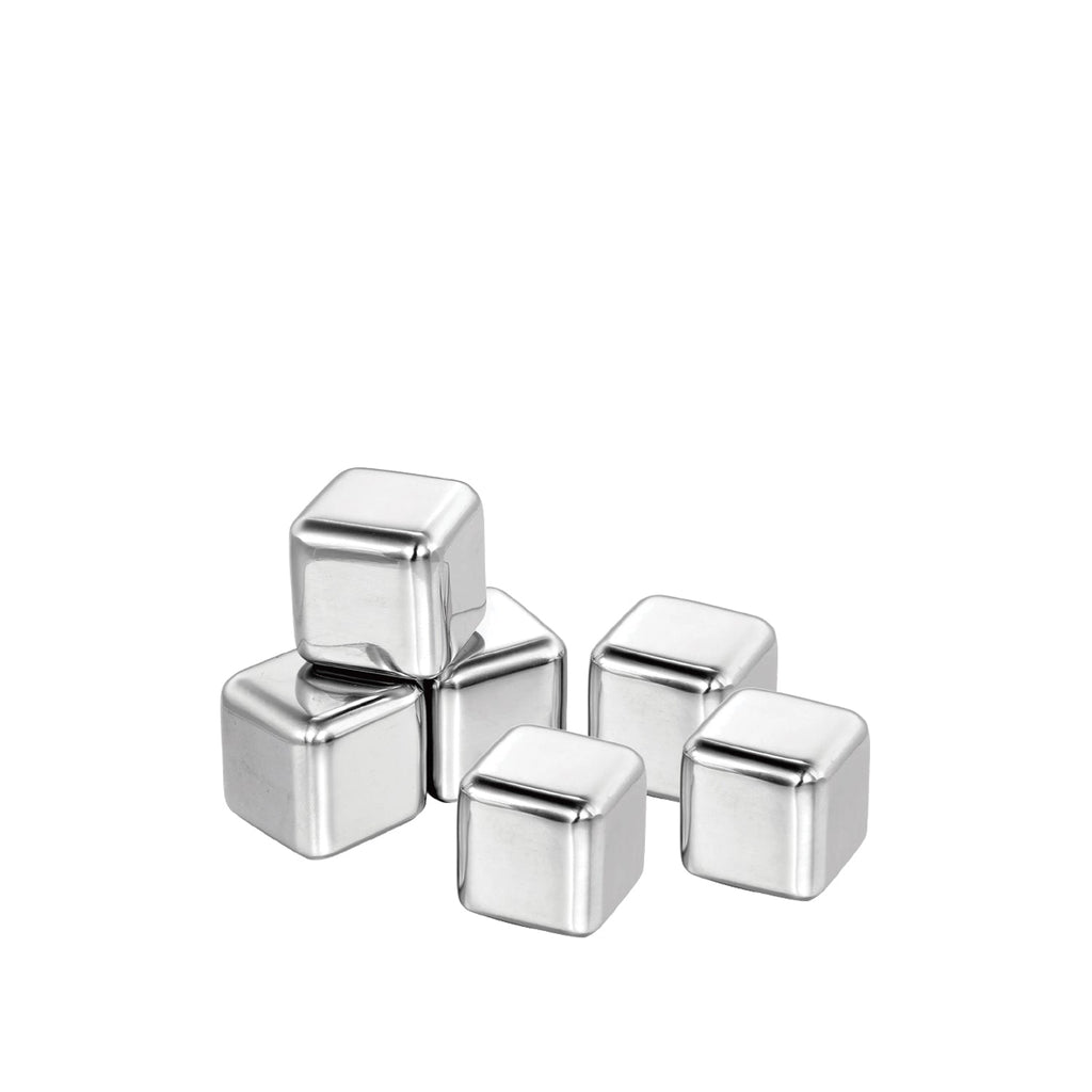 JS Gourmet - Set of 6 Stainless Steel Ice Cubes, Quick Freezing - - Mounts For Less