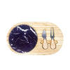 JS Gourmet - Wooden and Marble Serving Board with 2 Cheese Knives - - Mounts For Less