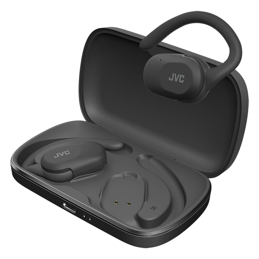 JVC - Nearphones Open-Ear Wireless Headphones with Charging Case, Black - - Mounts For Less