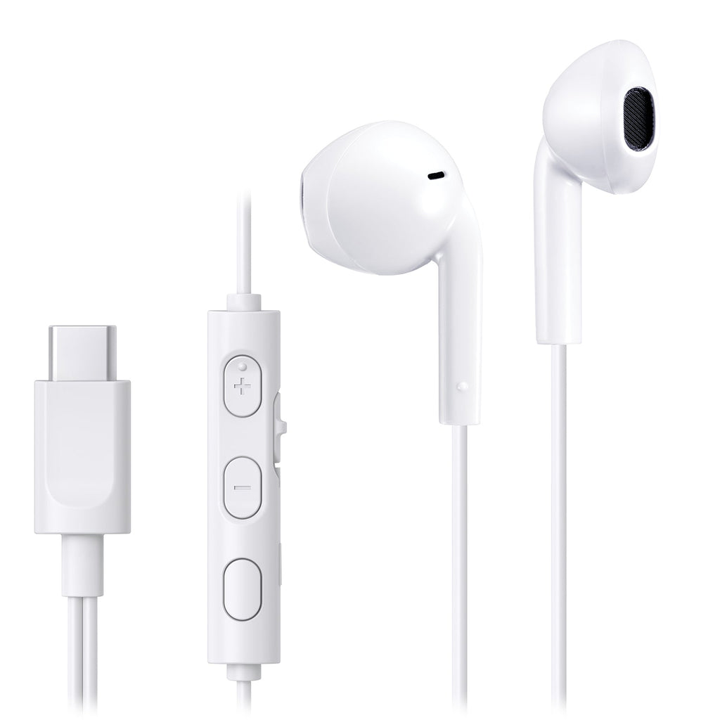 JVC - USB Type-C In-Ear Headphones with Integrated Microphone and Remote Control, White - - Mounts For Less