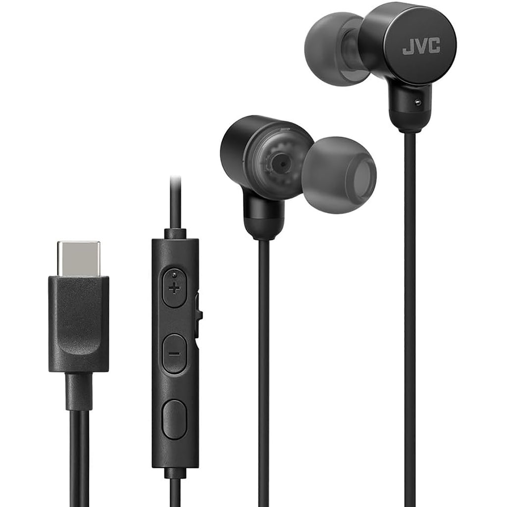 JVC - Wired In-Ear Headphones, USB-C, High Resolution, Built-in Microphone, Black - - Mounts For Less