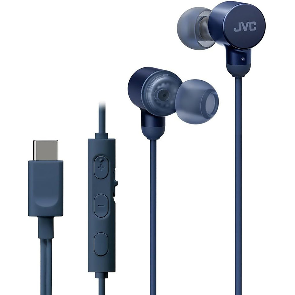 JVC - Wired In-Ear Headphones, USB-C, High Resolution, Built-in Microphone, Blue - - Mounts For Less