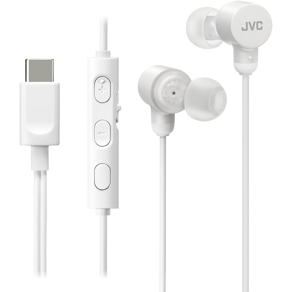 JVC - Wired In-Ear Headphones, USB-C, High Resolution, Built-in Microphone, White - - Mounts For Less