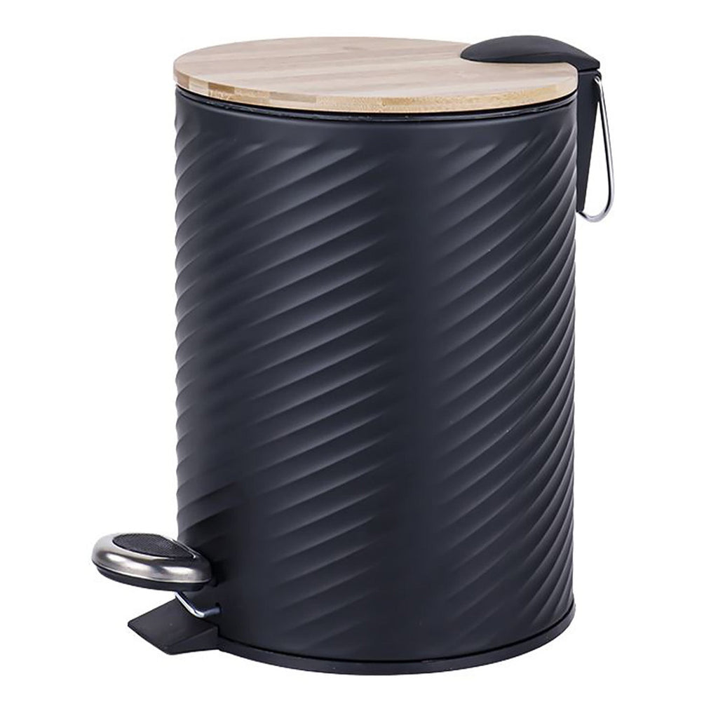 Jessar - Pedal Bin, 12 Liter Capacity, Soft Close, Bamboo Lid, Black - - Mounts For Less
