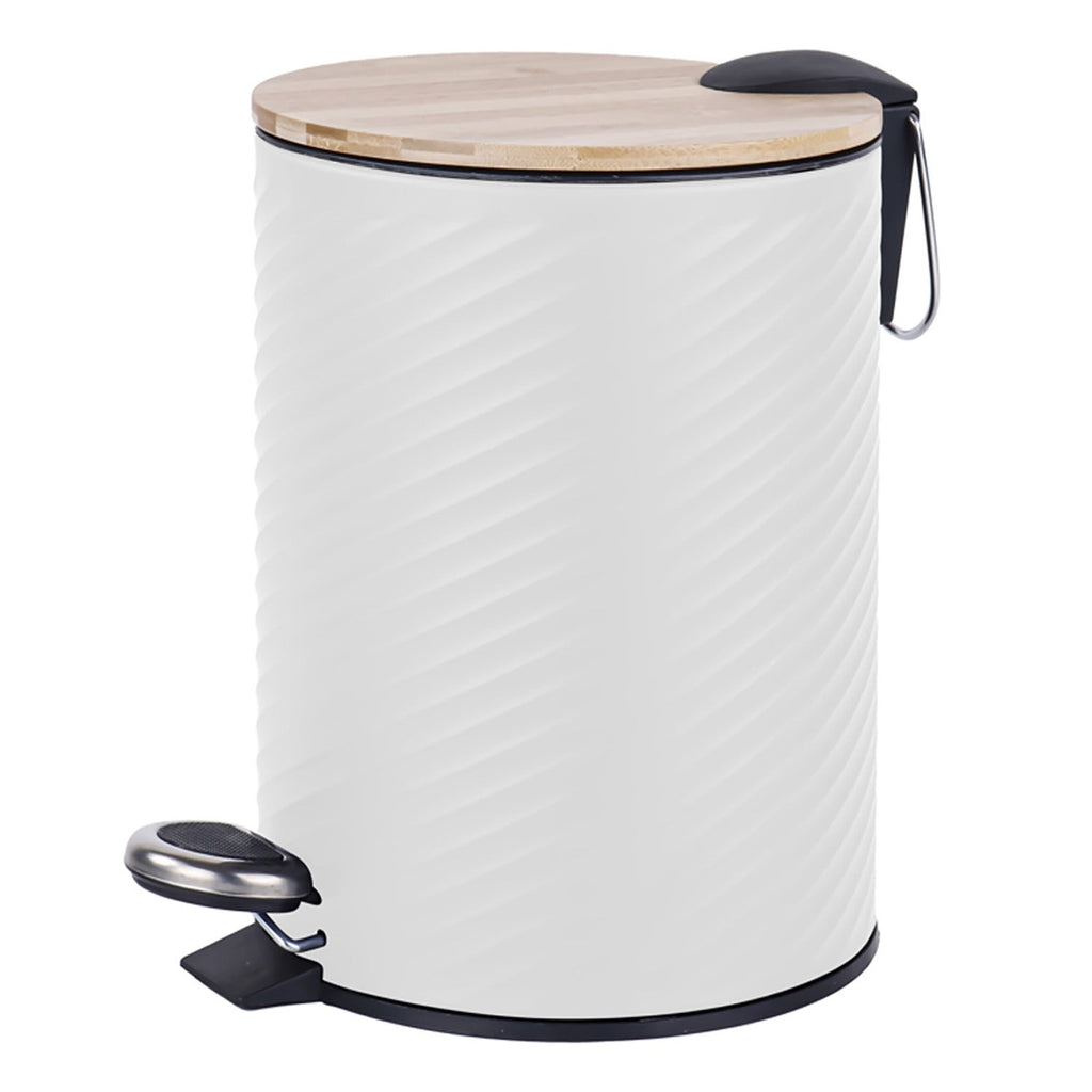 Jessar - Pedal Bin, 12 Liter Capacity, Soft Close, Bamboo Lid, White - - Mounts For Less