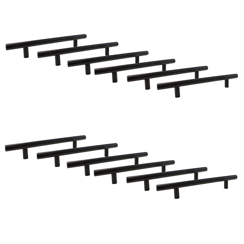 Jessar - Set of 12 Cabinet Handles, 128mm Height, From the Stanley Collection, Black - - Mounts For Less