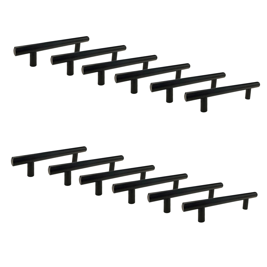 Jessar - Set of 12 Cabinet Handles, 96mm Height, From the Stanley Collection, Black - - Mounts For Less