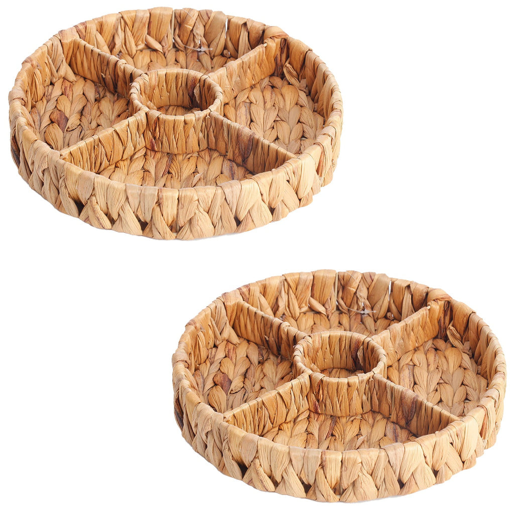 Jessar - Set of 2 5-Section Storage Baskets, Made of Water Hyacinth - - Mounts For Less