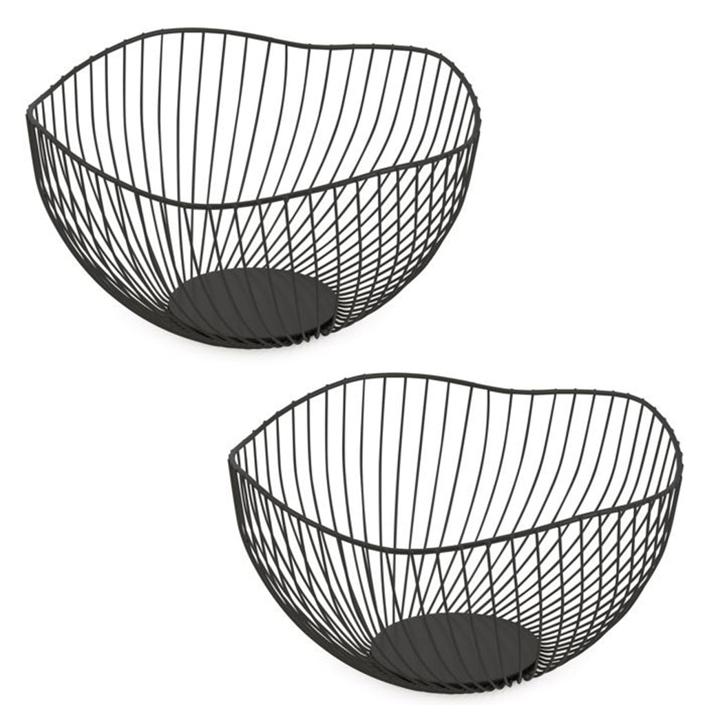Jessar - Set of 2 Fruit Basket, 25.5 X 25.5 X 13.5cm, Black - - Mounts For Less