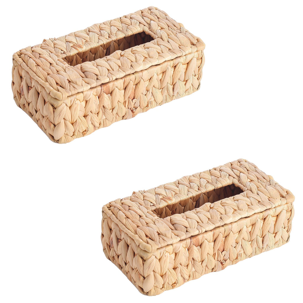 Jessar - Set of 2 Tissue Box Covers, Made of Water Hyacinth - - Mounts For Less