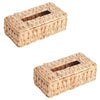 Jessar - Set of 2 Tissue Box Covers, Made of Water Hyacinth - - Mounts For Less