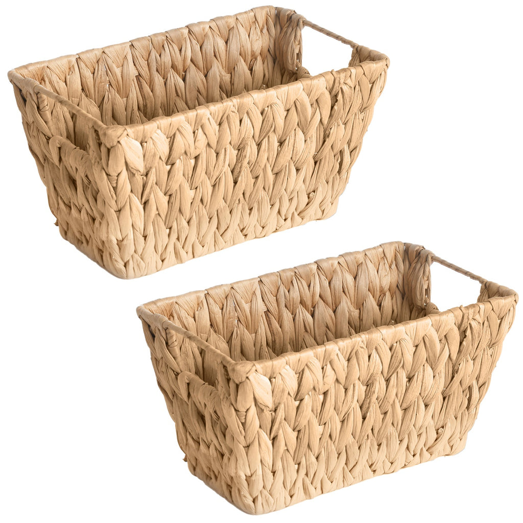 Jessar - Set of 2 Water Hyacinth Storage Baskets with Handles - - Mounts For Less
