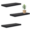 Jessar - Set of 3 Floating Wall Shelves, 23.6" x 9.25" x 1.5", Black - - Mounts For Less