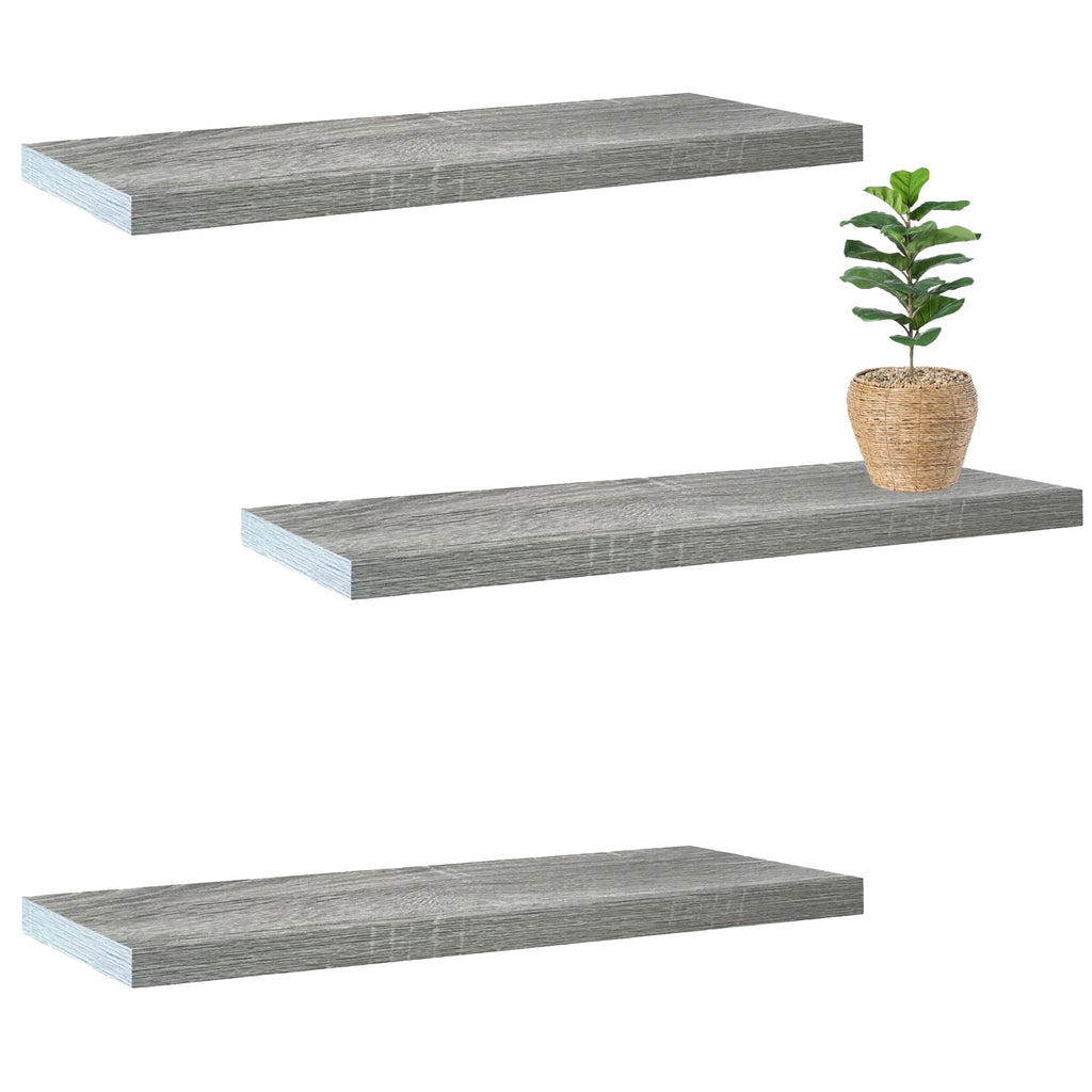 Jessar - Set of 3 Floating Wall Shelves, 31.5" x 9.25" x 1.5", Grey - - Mounts For Less