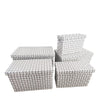Jessar - Set of 5 Fabric Storage Baskets with Lids, White - - Mounts For Less