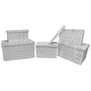 Jessar - Set of 5 Fabric Storage Baskets with Lids, White - - Mounts For Less