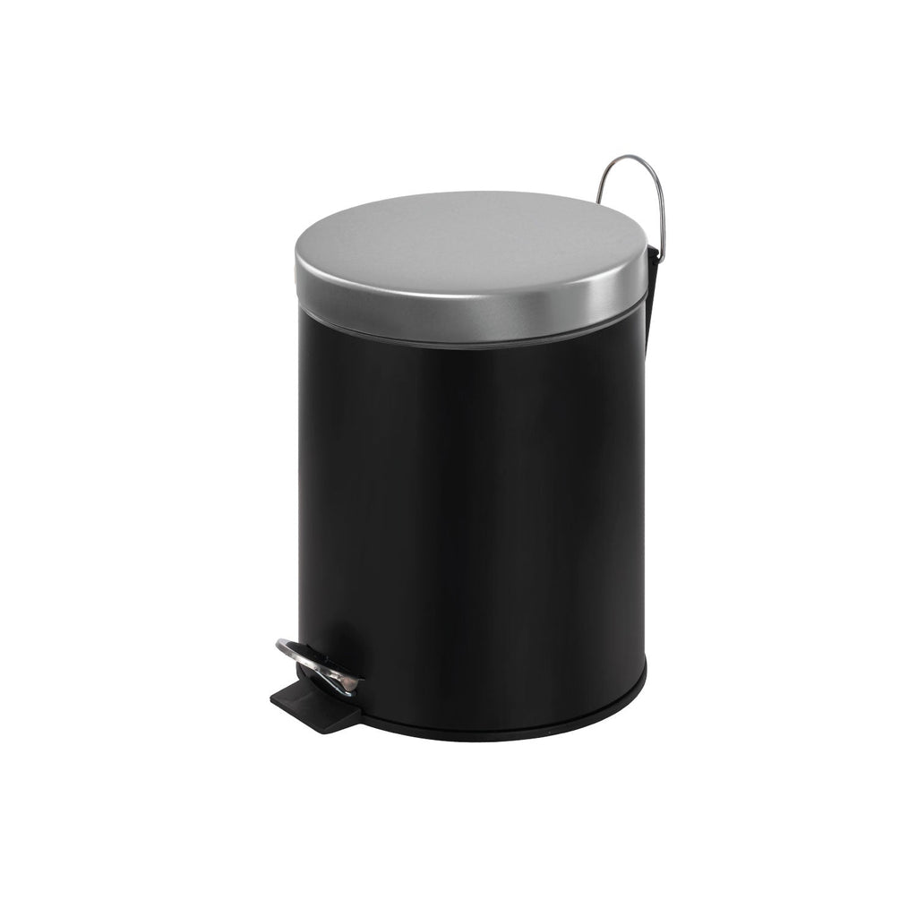 Jessar - Stainless Steel Pedal Bin with Lid, 3 Litre Capacity, Black - - Mounts For Less