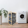 Jessar - Storage Cabinet with Removable Laundry Basket, Bamboo Frame, Grey - - Mounts For Less