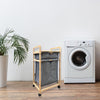 Jessar - Storage Cabinet with Removable Laundry Basket, Bamboo Frame, Grey - - Mounts For Less