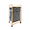 Jessar - Storage Cabinet with Removable Laundry Basket, Bamboo Frame, Grey - - Mounts For Less