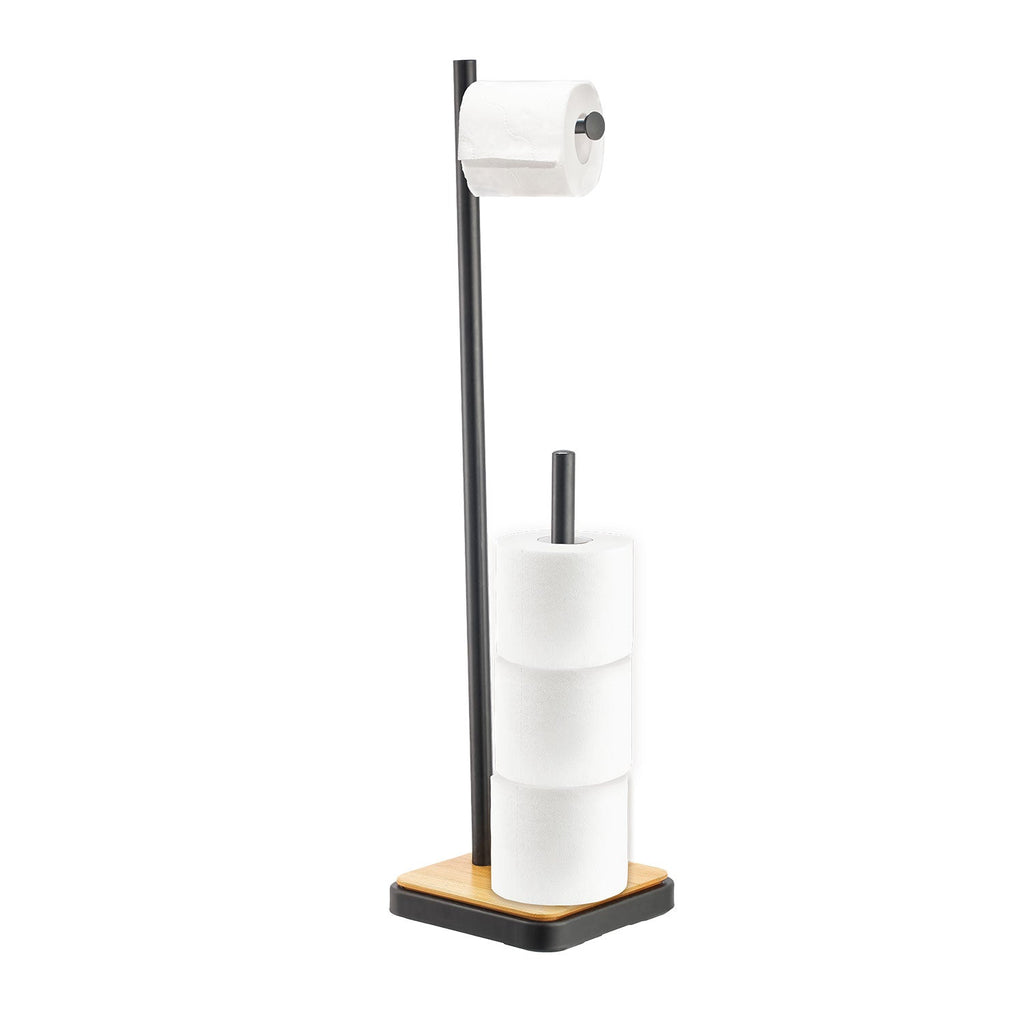 Jessar - Toilet Paper Holder with Extra Roll Storage, Black - - Mounts For Less