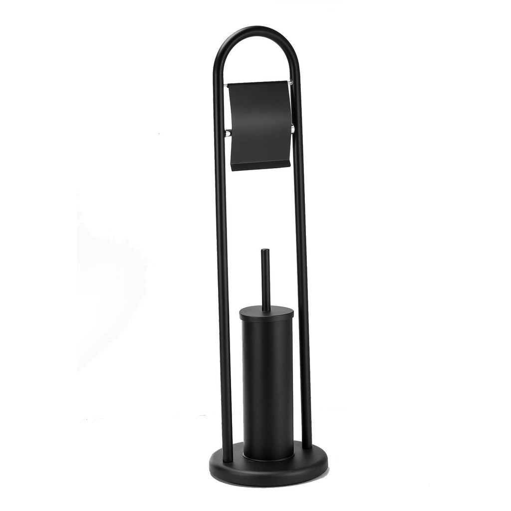 Jessar - Toilet Paper Holder with Toilet Brush, Black - - Mounts For Less