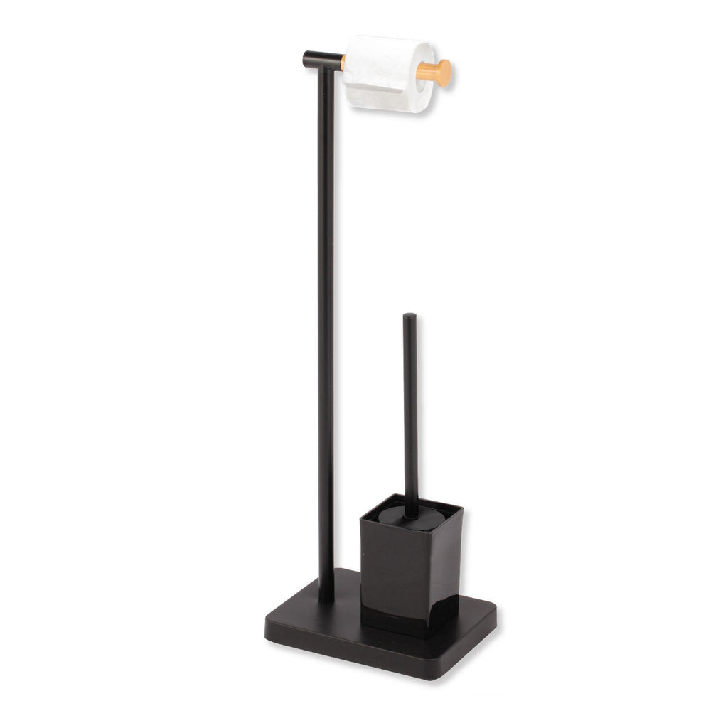 Jessar - Toilet Paper Holder with Toilet Brush, Black - - Mounts For Less