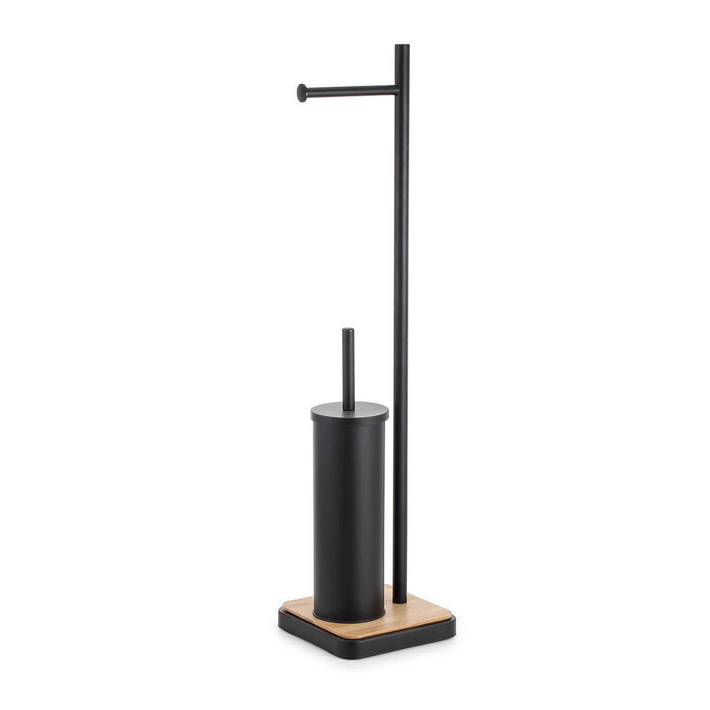 Jessar - Toilet Paper Holder with Toilet Brush, Black - - Mounts For Less
