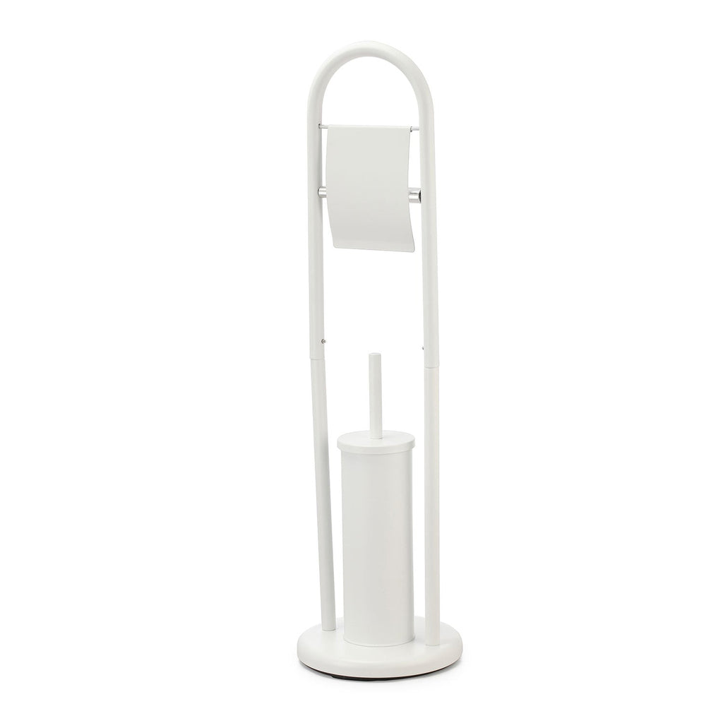 Jessar - Toilet Paper Holder with Toilet Brush, White - - Mounts For Less