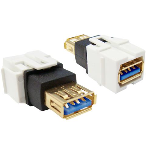 Keystone connector USB 3.0 coupler F/F White Type A - - Mounts For Less