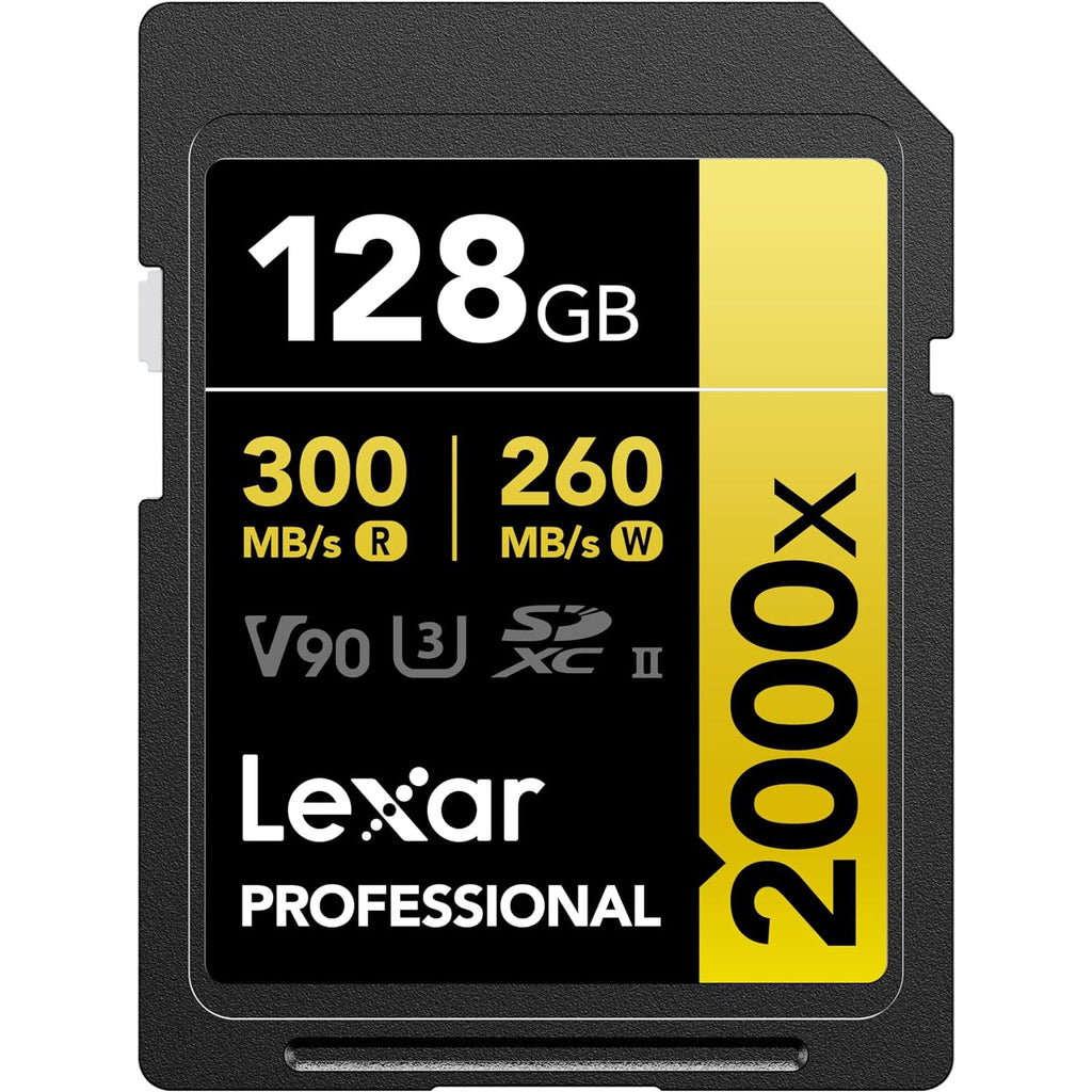 Lexar - SDXC UHS-II 2000X Professional Card, Up to 300 MB/s Reading, 128GB Capacity - - Mounts For Less