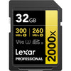 Lexar - SDXC UHS-II 2000X Professional Card, Up to 300 MB/s Reading, 32GB Capacity - - Mounts For Less
