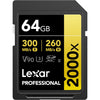 Lexar - SDXC UHS-II 2000X Professional Card, Up to 300 MB/s Reading, 64GB Capacity - - Mounts For Less