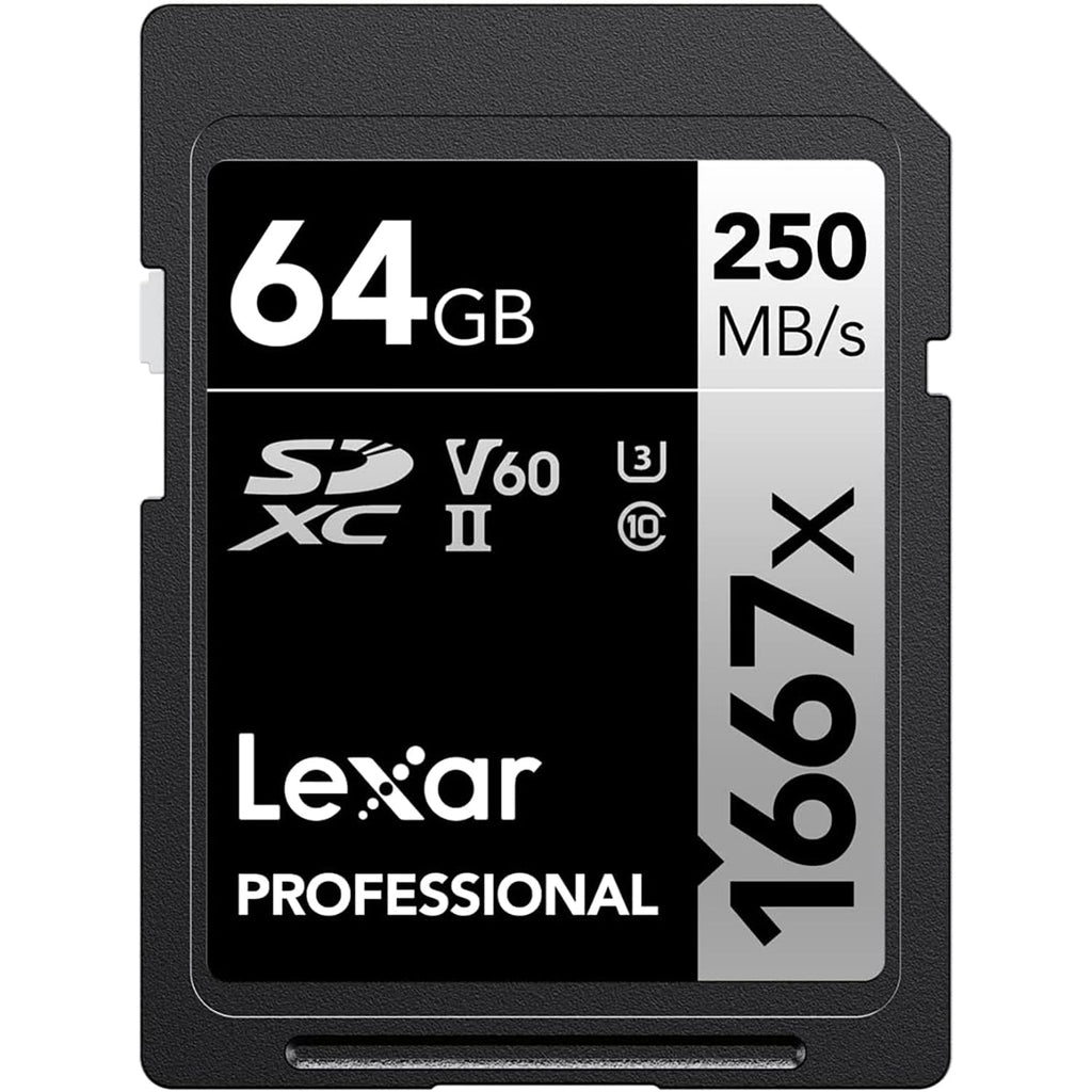 Lexar - SDXC UHS-II/U3 1667X Professional Card, Up to 250 MB/s Reading, 64GB Capacity - - Mounts For Less