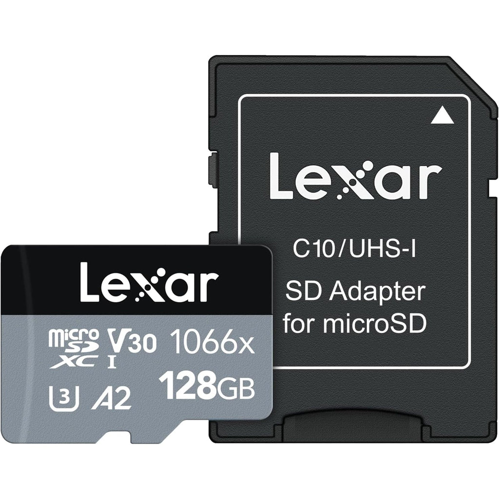 Lexar - microSDXC UHS-I Card with SD Adapter, Up to 160 MB/s Reading, 128GB Capacity - - Mounts For Less