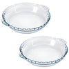 Marinex - Set of 2 Fluted Glass Pie Plates, 9" Diameter, Oven and Dishwasher Safe - - Mounts For Less