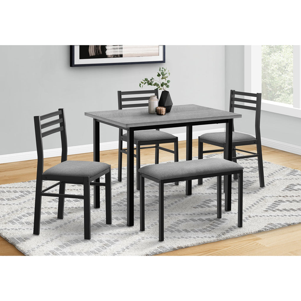 Monarch Specialties I 1037 - Dining Set, 5pcs Set, 40" Rectangular, Kitchen, Small, Black Metal, Grey Laminate, Grey Fabric, Contemporary, Modern - - Mounts For Less