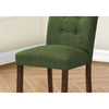 Monarch Specialties I 1219 - Dining Chair, 38" Height, Set Of 2, Upholstered, Dining Room, Side, Kitchen, Green Fabric, Walnut Wood Legs, Modern - - Mounts For Less