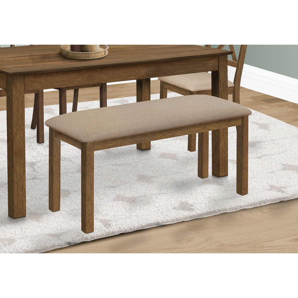 Monarch Specialties I 1317 - Bench, 42" Rectangular, Wood, Upholstered, Dining Room, Kitchen, Entryway, Brown And Beige, Transitional - - Mounts For Less