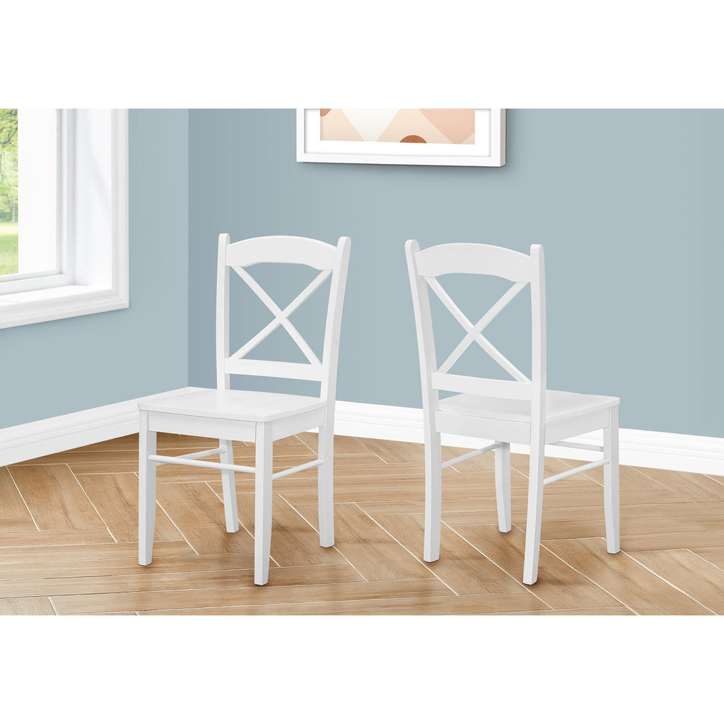 Monarch Specialties I 1320 - Dining Chair, Set Of 2, Side, Kitchen, Dining Room, White, Wood Legs, Transitional - - Mounts For Less